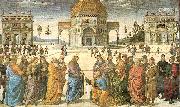PERUGINO, Pietro Christ Giving the Keys to St. Peter oil painting on canvas